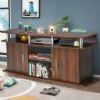 Costway 63'' TV Stand Entertainment Console Center W/ 2 Cabinets Up to 70'' BlackWalnut -Cheap TV Stands Store unnamed file 7300