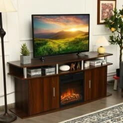 Costway 63'' TV Stand Entertainment Console Center W/ 2 Cabinets Up to 70'' BlackWalnut 12 Costway 63'' TV Stand Entertainment Console Center W/ 2 Cabinets Up to 70'' BlackWalnut -Cheap TV Stands Store unnamed file 7301