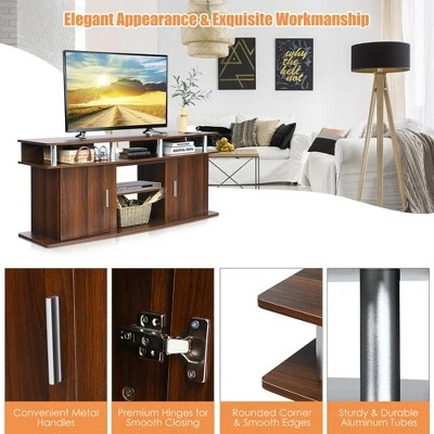 Costway 63'' TV Stand Entertainment Console Center W/ 2 Cabinets Up to 70'' BlackWalnut 6 Costway 63'' TV Stand Entertainment Console Center W/ 2 Cabinets Up to 70'' BlackWalnut - Image 4