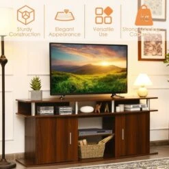 Costway 63'' TV Stand Entertainment Console Center W/ 2 Cabinets Up to 70'' BlackWalnut 17 Costway 63'' TV Stand Entertainment Console Center W/ 2 Cabinets Up to 70'' BlackWalnut -Cheap TV Stands Store unnamed file 7306