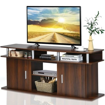 Costway 63'' TV Stand Entertainment Console Center W/ 2 Cabinets Up to 70'' BlackWalnut 11 Costway 63'' TV Stand Entertainment Console Center W/ 2 Cabinets Up to 70'' BlackWalnut - Image 9