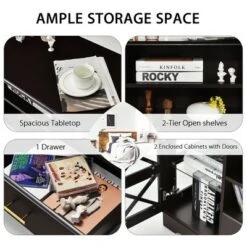 Costway Glass Door TV Stand Entertainment Center w/ Drawer Storage Shelves Brown -Cheap TV Stands Store unnamed file 7336