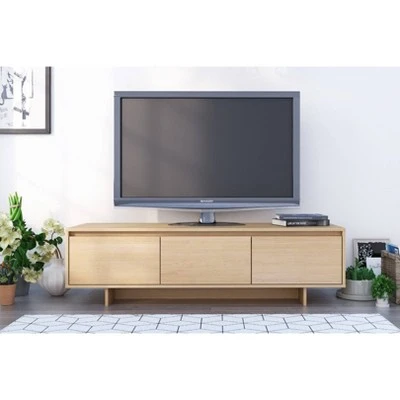 Rustik Drawer TV Stand for TVs up to 66" Bark Natural Maple - Nexera 4 Rustik Drawer TV Stand for TVs up to 66" Bark Natural Maple - Nexera - Image 2