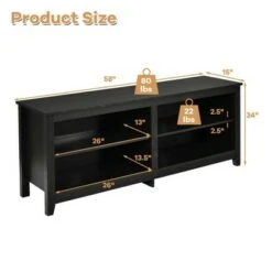 Costway 4-Cubby TV Stand Media Console for TV's up to 65'' w/ Adjustable Shelf