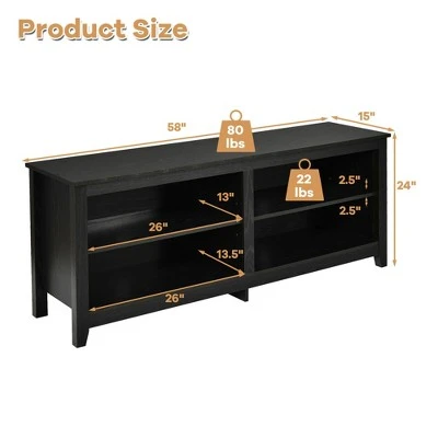 Costway 4-Cubby TV Stand Media Console for TV's up to 65'' w/ Adjustable Shelf 3 Costway 4-Cubby TV Stand Media Console for TV's up to 65'' w/ Adjustable Shelf