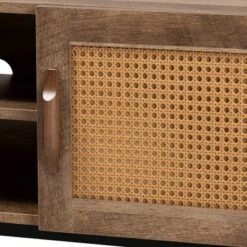 Veanna Bohemian Natural Wood and Metal 2 Door Synthetic Rattan TV Stand for TVs up to 40" Brown/Black - Baxton Studio -Cheap TV Stands Store unnamed file 7452