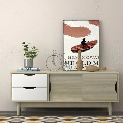 Costway TV Stand for TV up to 60'' Media Console Table Storage with Doors Walnut/Oak 5 Costway TV Stand for TV up to 60'' Media Console Table Storage with Doors Walnut/Oak - Image 3