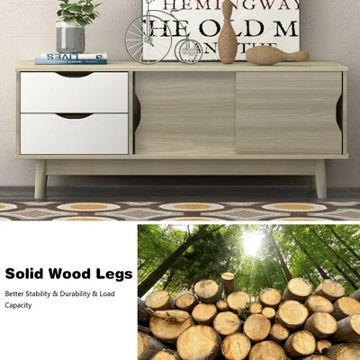 Costway TV Stand for TV up to 60'' Media Console Table Storage with Doors Walnut/Oak 10 Costway TV Stand for TV up to 60'' Media Console Table Storage with Doors Walnut/Oak - Image 8