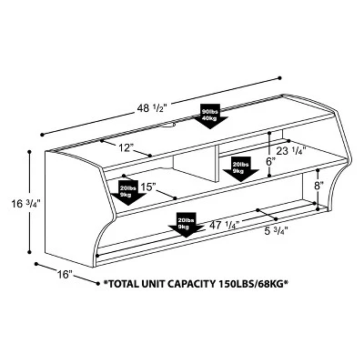 Altus Wall Mounted TV Stand for TVs up to 50" - Prepac White 6 Altus Wall Mounted TV Stand for TVs up to 50" - Prepac White - Image 4