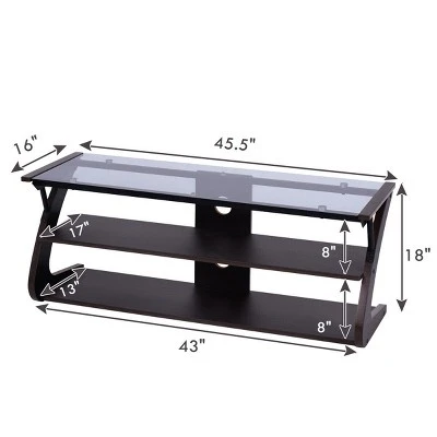 Costway 3-Tier Tempered Glass Top TV Stand Entertainment Center Media Console Furniture 3 Costway 3-Tier Tempered Glass Top TV Stand Entertainment Center Media Console Furniture
