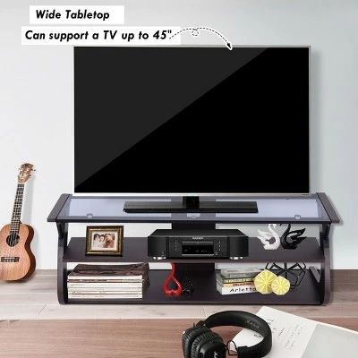 Costway 3-Tier Tempered Glass Top TV Stand Entertainment Center Media Console Furniture 4 Costway 3-Tier Tempered Glass Top TV Stand Entertainment Center Media Console Furniture - Image 2