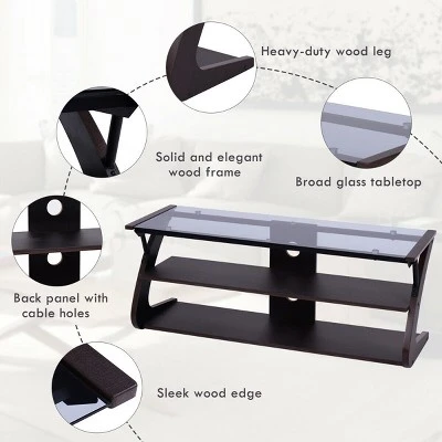 Costway 3-Tier Tempered Glass Top TV Stand Entertainment Center Media Console Furniture 7 Costway 3-Tier Tempered Glass Top TV Stand Entertainment Center Media Console Furniture - Image 5