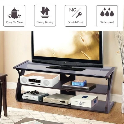 Costway 3-Tier Tempered Glass Top TV Stand Entertainment Center Media Console Furniture 8 Costway 3-Tier Tempered Glass Top TV Stand Entertainment Center Media Console Furniture - Image 6