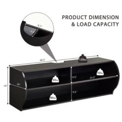 Costway 48.5'' Wall Mounted Audio/Video TV Stands Console Living Room Furniture W/Shelves