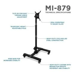 Mount-It! Metal Mobile TV Stand with Wheels Black Screens up to 42" (MI-849) MI-879