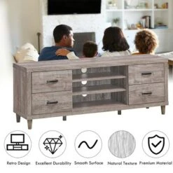 Costway TV Stand Entertainment Center Hold up to 65'' TV with Storage Shelves & 4 Drawers -Cheap TV Stands Store unnamed file 7595