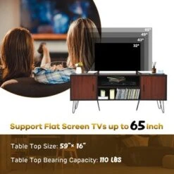 Costway 59'' TV Stand Entertainment Center Media Console Storage Cabinet Shelf -Cheap TV Stands Store unnamed file 7613
