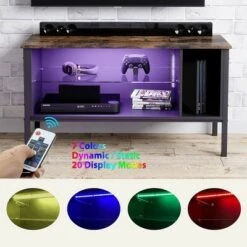 Bestier Gaming Entertainment TV Stand Center with 7 Color Lighting Glass Storage Shelf and 20 Display Modes for Living Room, 44 Inch, Rustic 7 Bestier Gaming Entertainment TV Stand Center with 7 Color Lighting Glass Storage Shelf and 20 Display Modes for Living Room, 44 Inch, Rustic -Cheap TV Stands Store unnamed file 7618