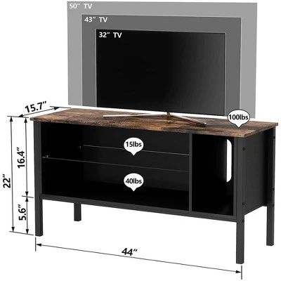 Bestier Gaming Entertainment TV Stand Center with 7 Color Lighting Glass Storage Shelf and 20 Display Modes for Living Room, 44 Inch, Rustic 5 Bestier Gaming Entertainment TV Stand Center with 7 Color Lighting Glass Storage Shelf and 20 Display Modes for Living Room, 44 Inch, Rustic - Image 4