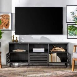 Visconti Boho Slat Door TV Stand for TVs up to 65" - Saracina Home English Oak -Cheap TV Stands Store unnamed file 7646