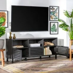 Visconti Boho Slat Door TV Stand for TVs up to 65" - Saracina Home English Oak -Cheap TV Stands Store unnamed file 7652