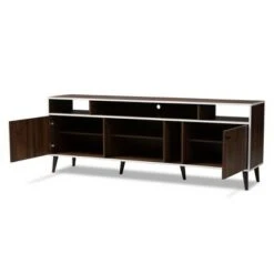 Marion Finished TV Stand for TVs up to 60" Walnut Brown/White - Baxton Studio