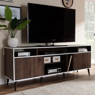 Marion Finished TV Stand for TVs up to 60" Walnut Brown/White - Baxton Studio 8 Marion Finished TV Stand for TVs up to 60" Walnut Brown/White - Baxton Studio - Image 6