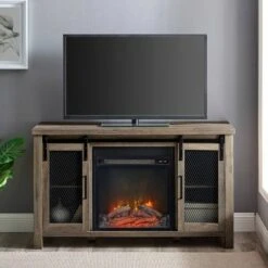 Rustic Farmhouse Fireplace TV Stand for TVs up to 55" - Saracina Home Rustic Oak -Cheap TV Stands Store unnamed file 769