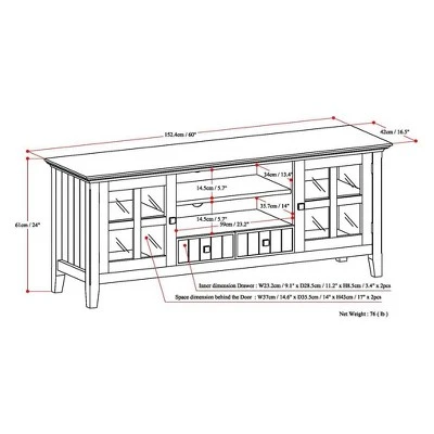 60" Normandy TV Media Stand - Wyndenhall Black 8 60" Normandy TV Media Stand - Wyndenhall Black - Image 6