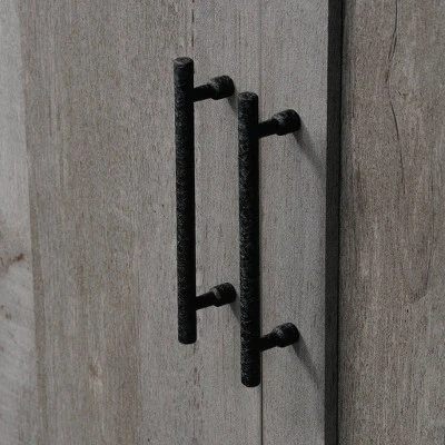 Bridge Acre Rustic Farmhouse Credenza TV Stand for TVs up to 58" Mystic Oak - Sauder 6 Bridge Acre Rustic Farmhouse Credenza TV Stand for TVs up to 58" Mystic Oak - Sauder - Image 4