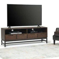 Devlin Mid-Century Low TV Stand for TVs up to 65" Walnut Brown - WyndenHall
