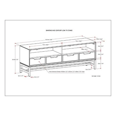 Devlin Mid-Century Low TV Stand for TVs up to 65" Walnut Brown - WyndenHall 10 Devlin Mid-Century Low TV Stand for TVs up to 65" Walnut Brown - WyndenHall - Image 8