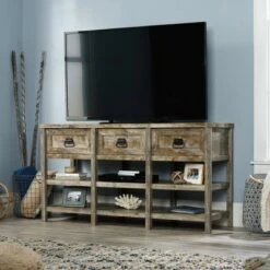 Granite Trace Notched TV Stand for TVs up to 60" Rustic Cedar - Sauder