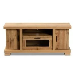 Viveka Wood 2 Door TV Stand for TVs up to 40" Oak Brown/Black - Baxton Studio
