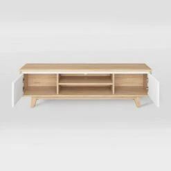 Fort Worth TV Stand for TVs up to 68" White/Brown Wood Grain - CorLiving