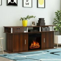 Costway 63'' Fireplace TV Stand W/18'' 1500W Electric Fireplace up to 70'' Walnut -Cheap TV Stands Store unnamed file 8077