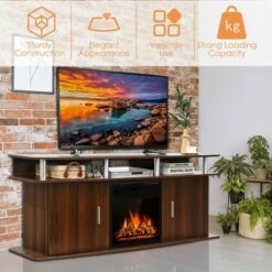 Costway 63'' Fireplace TV Stand W/18'' 1500W Electric Fireplace up to 70'' Walnut -Cheap TV Stands Store unnamed file 8078