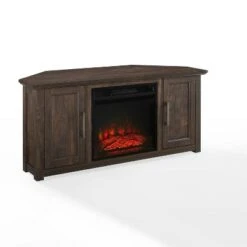 Camden Corner TV Stand for TVs up to 50" with Fireplace - Crosley Frosted Oak
