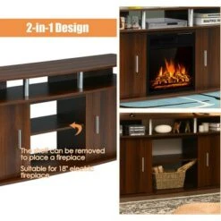 Costway 63'' Fireplace TV Stand W/18'' 1500W Electric Fireplace up to 70'' Walnut -Cheap TV Stands Store unnamed file 8080
