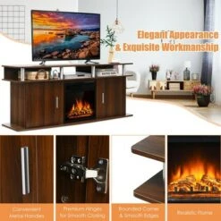 Costway 63'' Fireplace TV Stand W/18'' 1500W Electric Fireplace up to 70'' Walnut -Cheap TV Stands Store unnamed file 8083