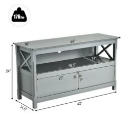 Costway Free Standing TV Cabinet Wooden Console TV Media Entertainment