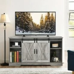 Costway 59'' Farmhouse TV Stand Sliding Barn Door Cabinet w/ Adjustable Shelf 15 Costway 59'' Farmhouse TV Stand Sliding Barn Door Cabinet w/ Adjustable Shelf -Cheap TV Stands Store unnamed file 8116