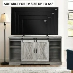 Costway 59'' Farmhouse TV Stand Sliding Barn Door Cabinet w/ Adjustable Shelf 17 Costway 59'' Farmhouse TV Stand Sliding Barn Door Cabinet w/ Adjustable Shelf -Cheap TV Stands Store unnamed file 8118