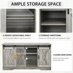 Costway 59'' Farmhouse TV Stand Sliding Barn Door Cabinet w/ Adjustable Shelf 19 Costway 59'' Farmhouse TV Stand Sliding Barn Door Cabinet w/ Adjustable Shelf -Cheap TV Stands Store unnamed file 8120