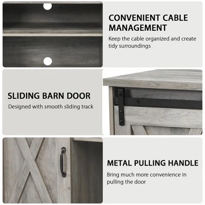 Costway 59'' Farmhouse TV Stand Sliding Barn Door Cabinet w/ Adjustable Shelf 10 Costway 59'' Farmhouse TV Stand Sliding Barn Door Cabinet w/ Adjustable Shelf - Image 8