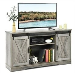 Costway 59'' Farmhouse TV Stand Sliding Barn Door Cabinet w/ Adjustable Shelf 22 Costway 59'' Farmhouse TV Stand Sliding Barn Door Cabinet w/ Adjustable Shelf -Cheap TV Stands Store unnamed file 8123