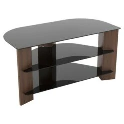 Glass Shelves TV Stand for TVs up to 42" - AVF Walnut/black