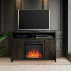HOMCOM Electric Fireplace TV Stand with Cabinets, Doors, Shelves, for TV's up to 47"
