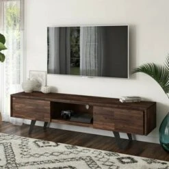 72" Mitchell TV Stand for TVs up to 80" Distressed Charcoal Brown - WyndenHall