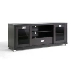 Matlock Modern with Glass Doors TV Stand for TVs up to 60" Dark Brown - Baxton Studio